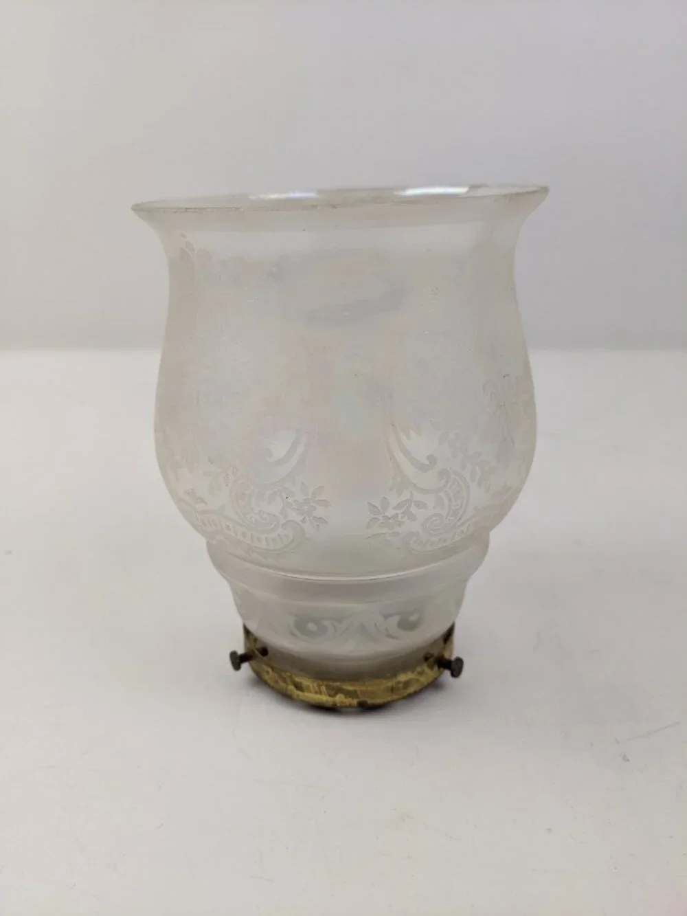 Antique Vintage Frosted Etched Glass Lamp Light Globe Shade Floral Swirl